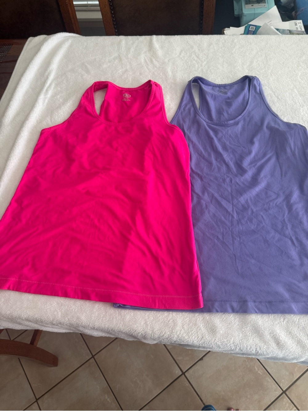 Danskin Hot Pink & Lilac Racerback Tank Tops
